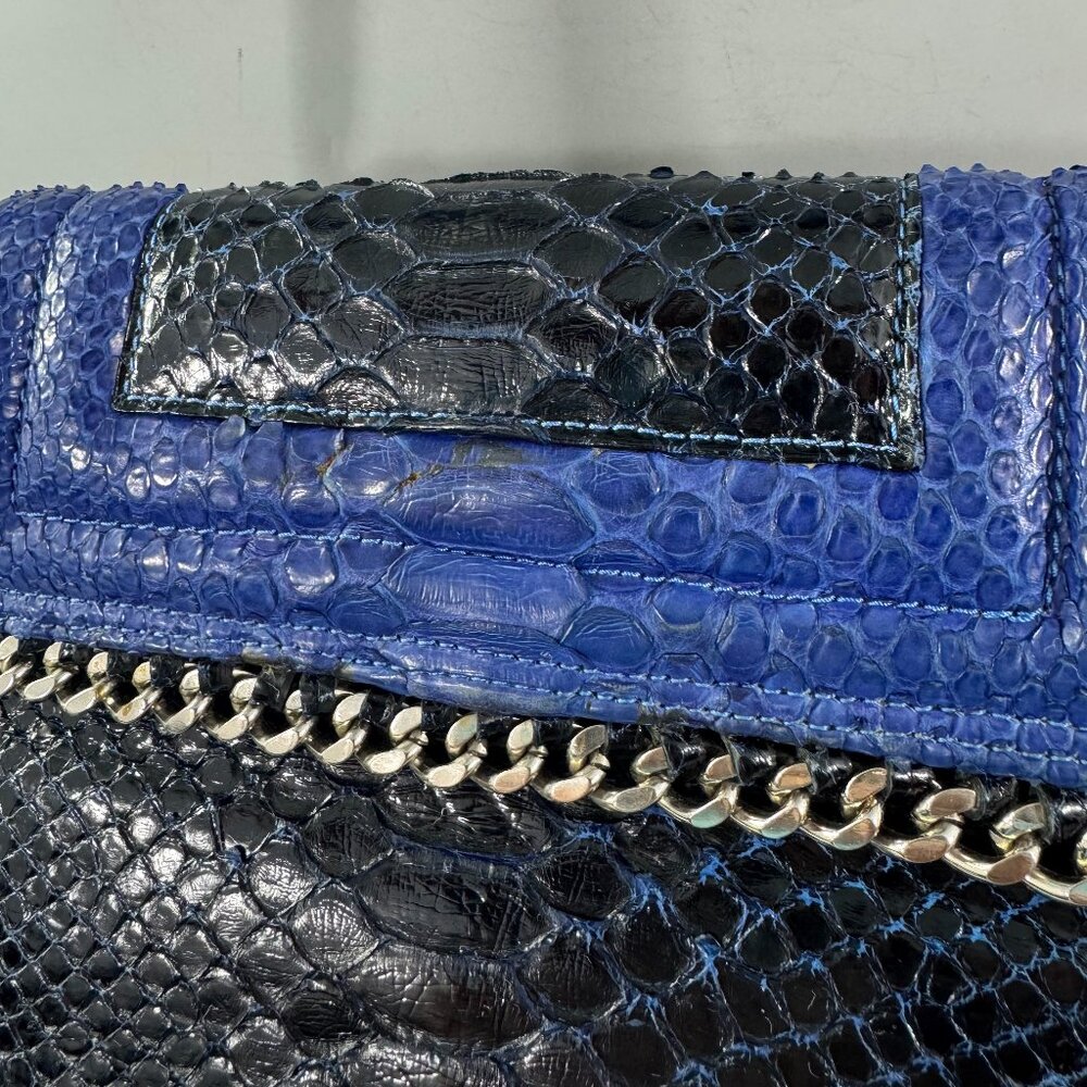 Authentic Cashhimi Python Embossed Blue Leather C… - image 8